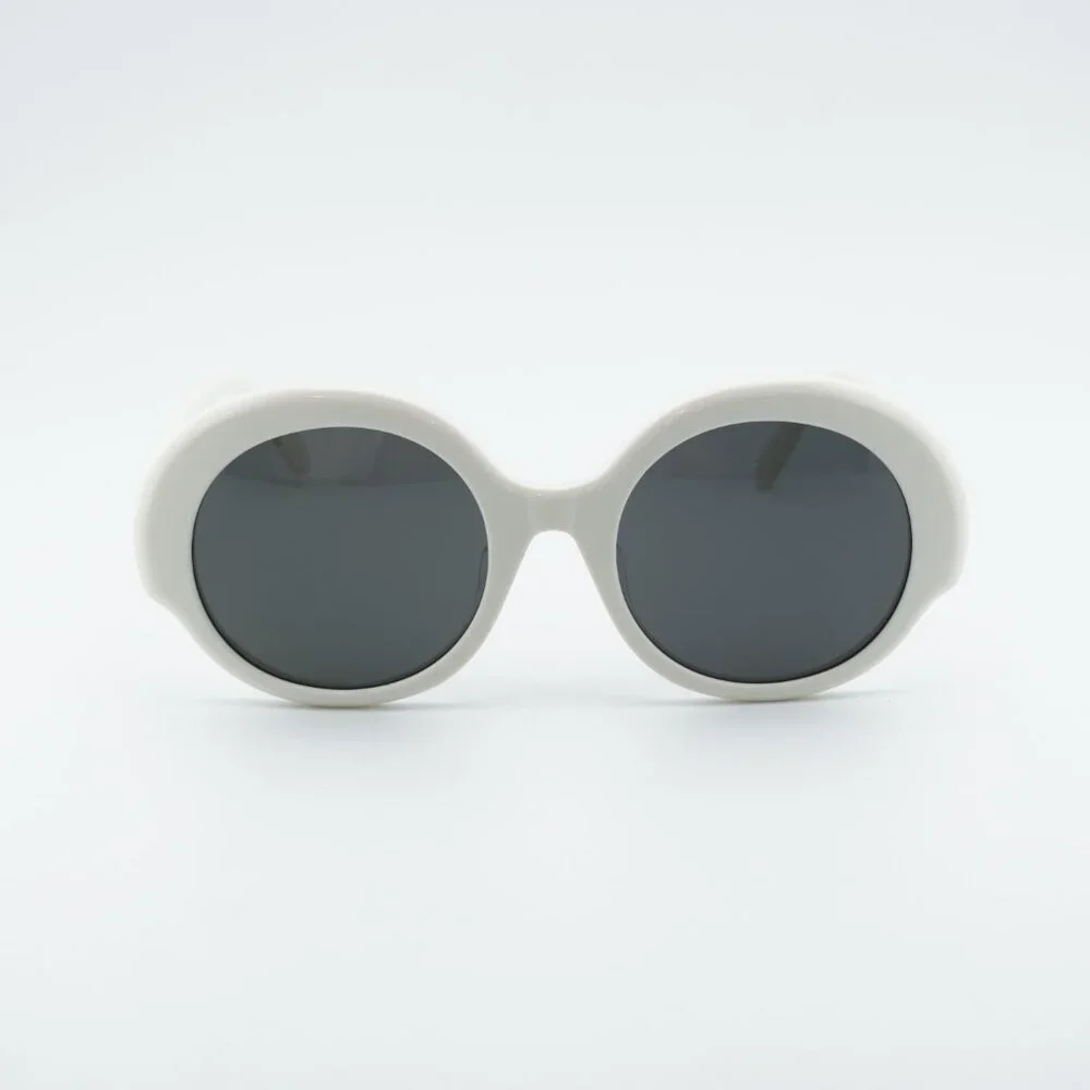 Loewe LW40135F 25A Sunglasses White Round Frame, Grey Lenses